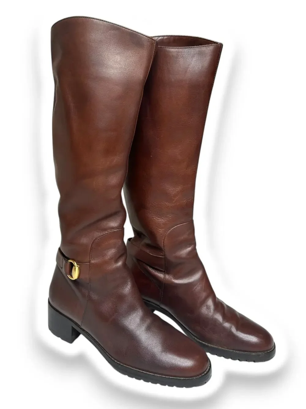 Gucci Knee High Horsebit buckle boots Brown with Block Heel size 36 Narrow